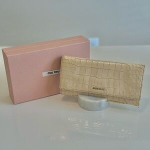 Miu Miu St Coco Lux Crocodile Embossed Leather Wallet